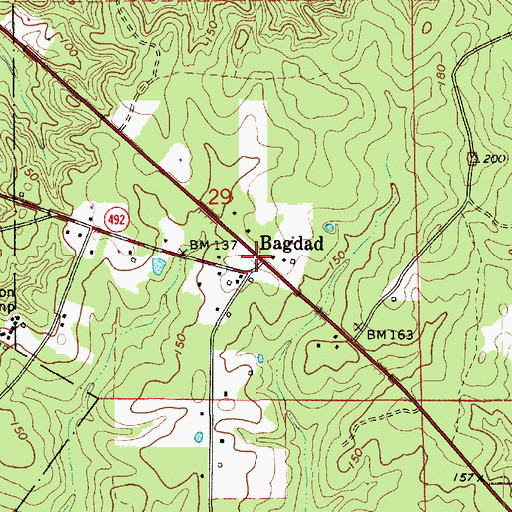 Topographic Map of Bagdad, LA