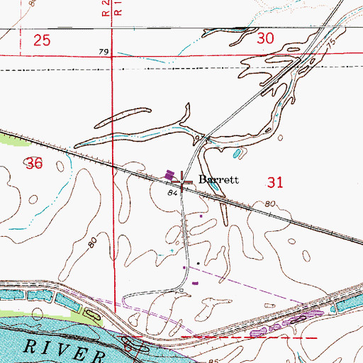 Topographic Map of Barrett, LA