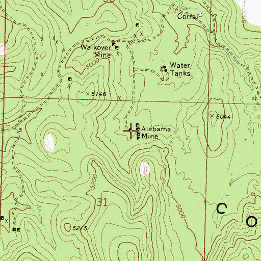 Topographic Map of Alabama Mine, AZ