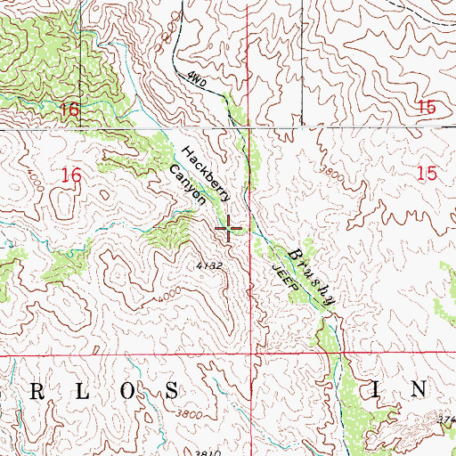 Topographic Map of Hackberry Canyon, AZ