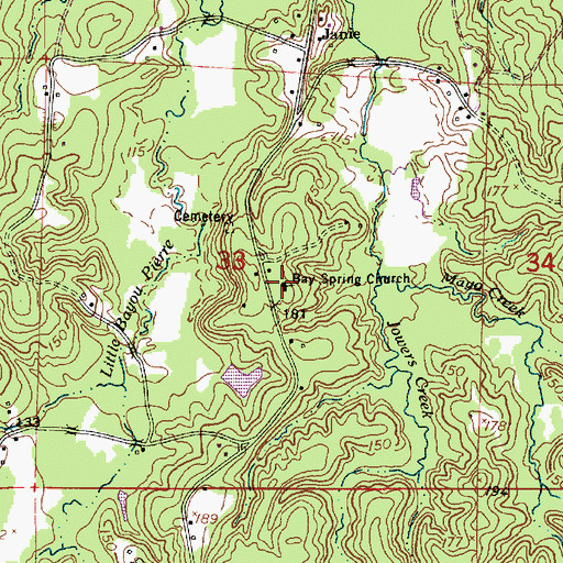 Topographic Map of Bay Spring, LA