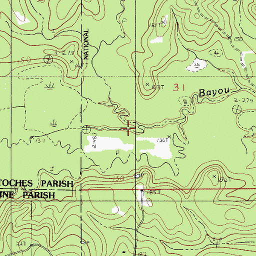 Topographic Map of Bayou de Muse, LA