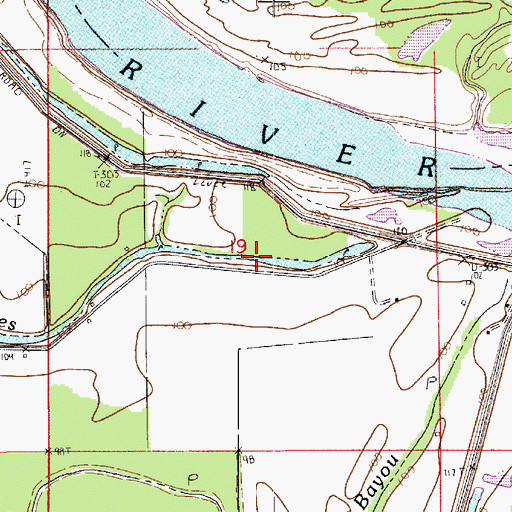 Topographic Map of Bayou des Glaizes, LA