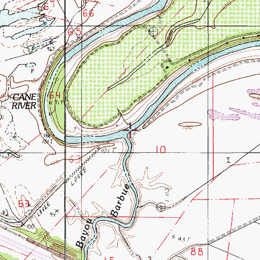 Topographic Map of Bayou Barbue, LA