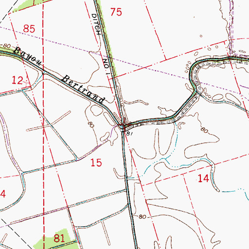 Topographic Map of Bayou Bertrand, LA