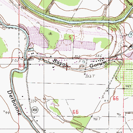 Topographic Map of Bayou Gorum, LA