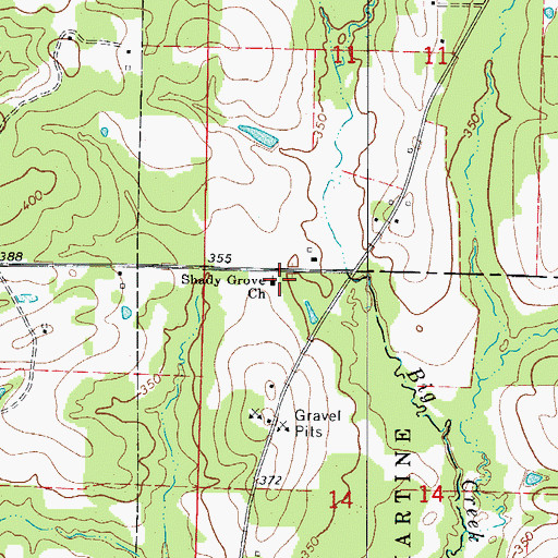 Topographic Map of Shady Grove Church, AR