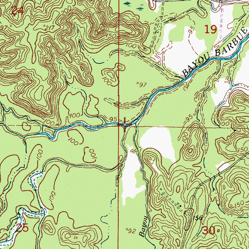 Topographic Map of Bayou Pierre, LA