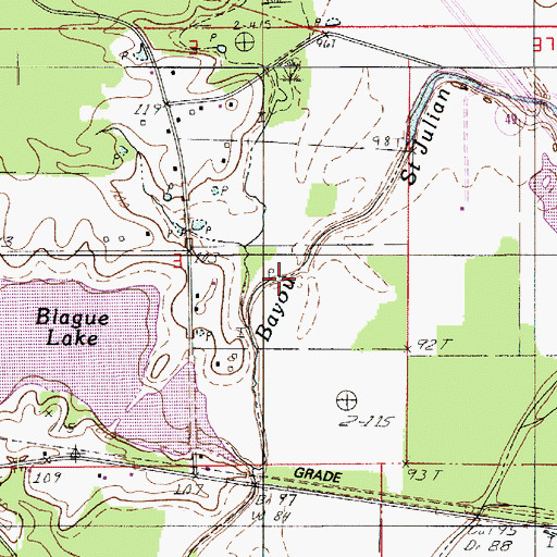Topographic Map of Bayou Saint Julian, LA