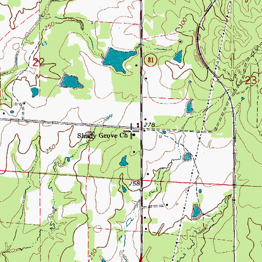 Topographic Map of Shady Grove Church, AR