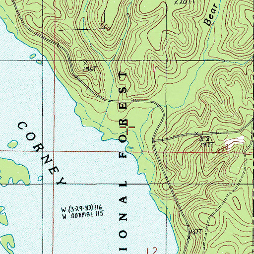 Topographic Map of Bear Creek, LA