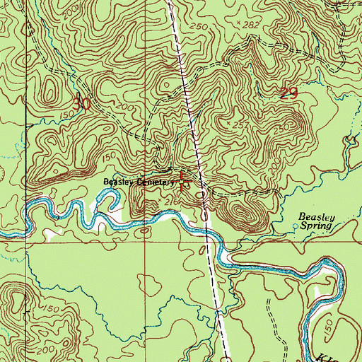 Topographic Map of Beasley Cemetery, LA