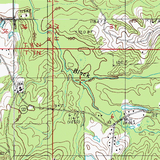 Topographic Map of Beaver Creek, LA
