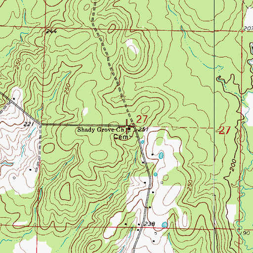 Topographic Map of Shady Grove Church, AR