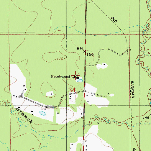 Topographic Map of Beechwood Church, LA