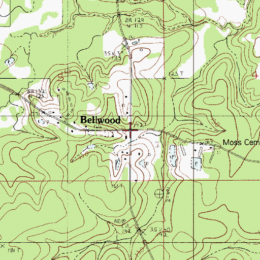 Topographic Map of Bellwood, LA