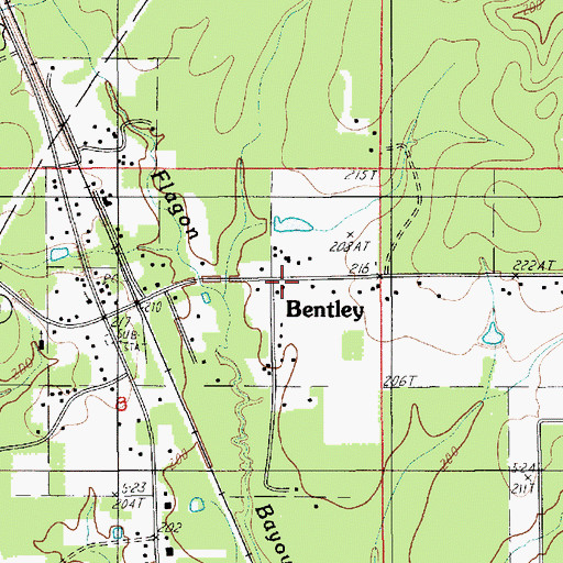 Topographic Map of Bentley, LA