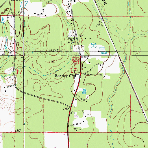 Topographic Map of Bentley Church, LA