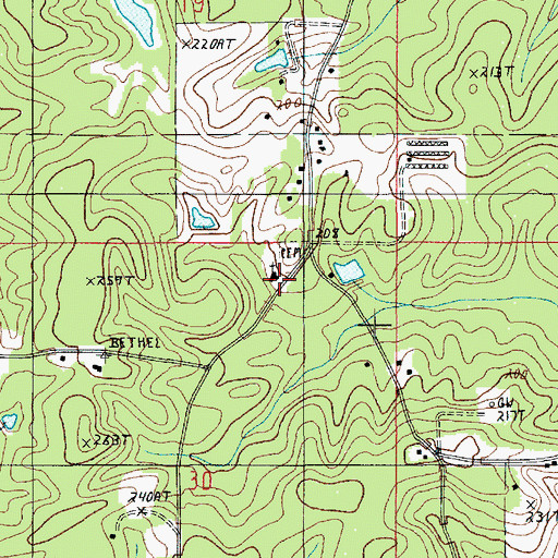 Topographic Map of Bethel Church, LA
