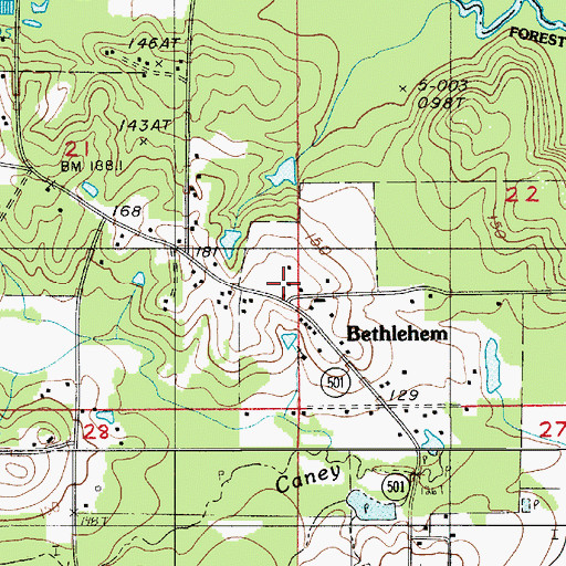 Topographic Map of Bethlehem, LA