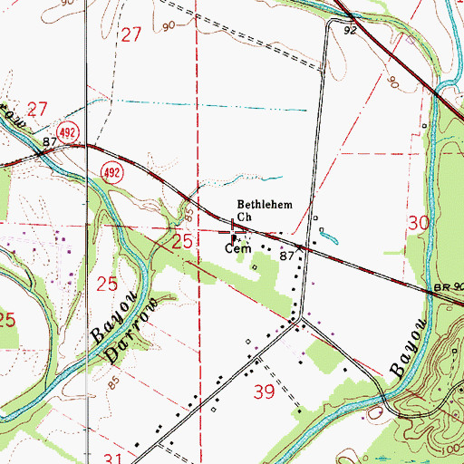 Topographic Map of Bethlehem Church, LA