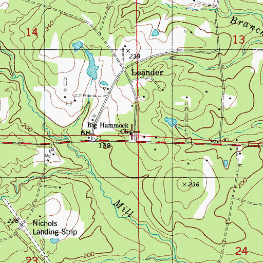 Topographic Map of Big Hammock Church, LA