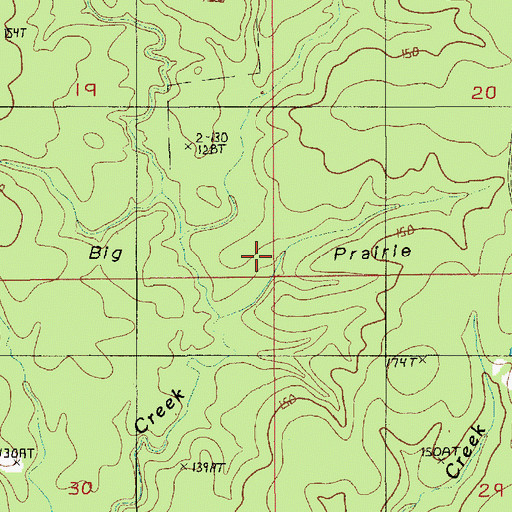 Topographic Map of Big Prairie, LA
