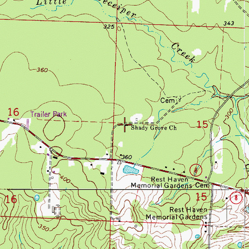 Topographic Map of Shady Grove Church, AR