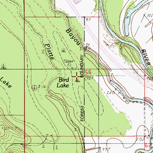 Topographic Map of Bird Lake, LA