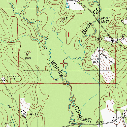 Topographic Map of Birds Creek, LA