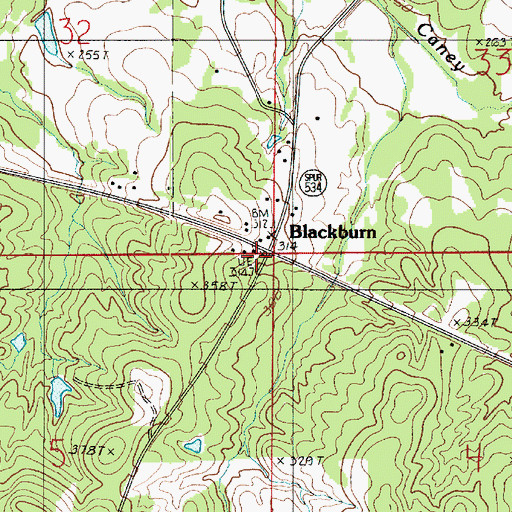 Topographic Map of Blackburn, LA
