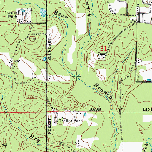 Topographic Map of Blackland Branch, LA