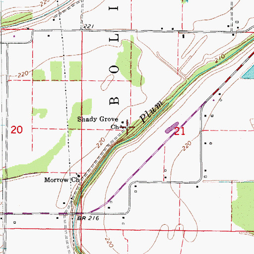 Topographic Map of Shady Grove Church, AR
