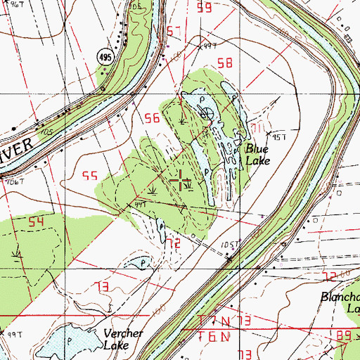 Topographic Map of Blue Lake, LA