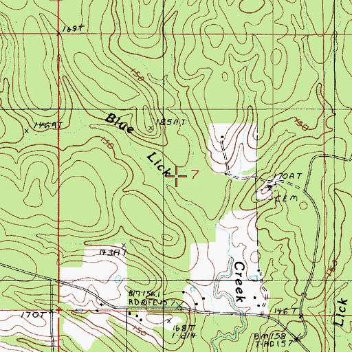 Topographic Map of Blue Lick Creek, LA