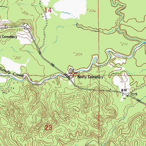 Topographic Map of Booty Cemetery, LA