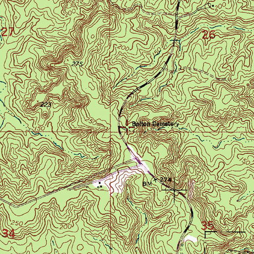 Topographic Map of Botton Cemetery, LA