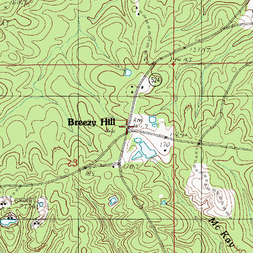 Topographic Map of Breezy Hill, LA