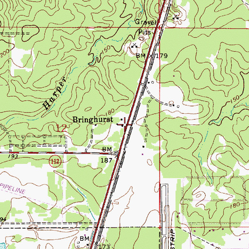 Topographic Map of Bringhurst, LA