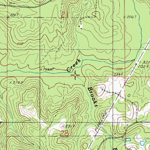 Topographic Map of Brooks Branch, LA