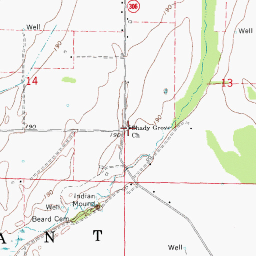 Topographic Map of Shady Grove Church, AR