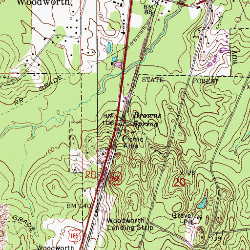 Topographic Map of Browns Spring, LA