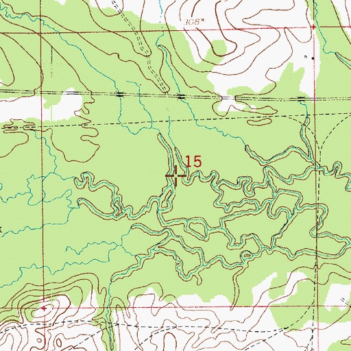 Topographic Map of Brush Creek, LA