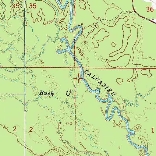 Topographic Map of Buck Creek, LA