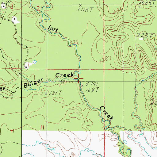 Topographic Map of Bulger Creek, LA