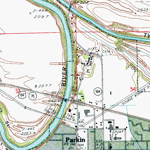 Topographic Map of Shady Grove Church, AR