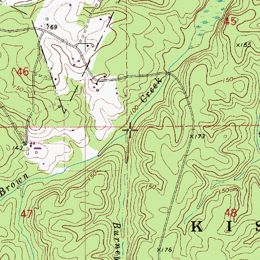 Topographic Map of Burney Branch, LA