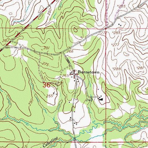 Topographic Map of Burnstown, LA