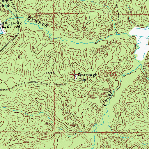 Topographic Map of Burrough Cemetery, LA