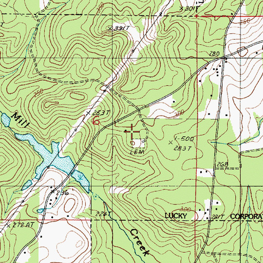 Topographic Map of Burt Cemetery, LA